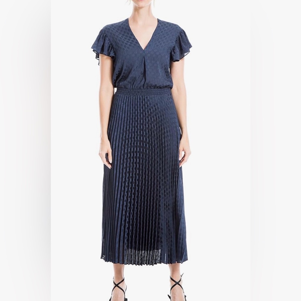 Max Studio Women's Navy Pleated Maxi Skirt - Size S